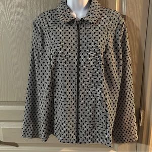 Chicos Women’s 2 Black And White Gem Diamond Shape Jacket/ Blazer Zip Up